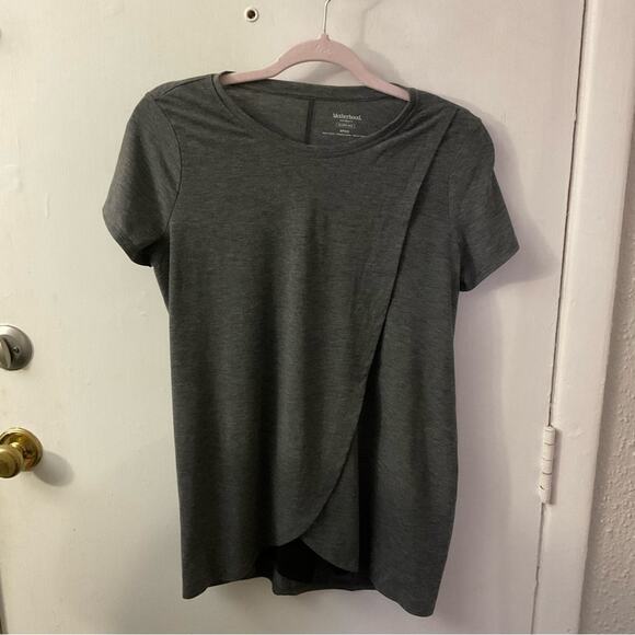 Motherhood Maternity Gray/Black Crewneck T-Shirt Nursing Top S Comfy Casual - Picture 1 of 7